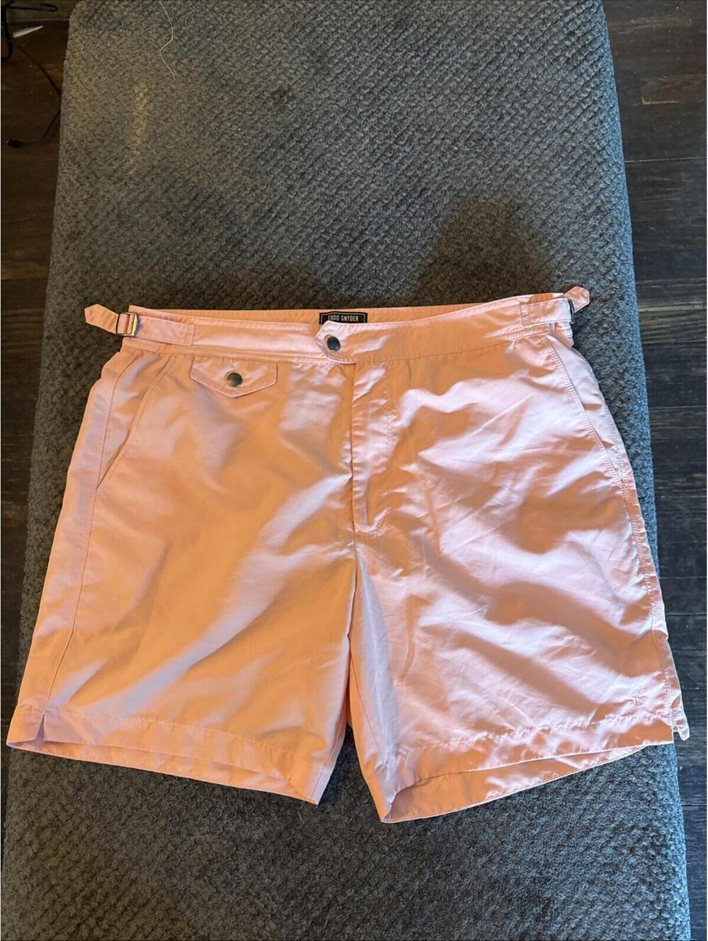 TODD SNYDER Riviera Swim Shorts Men’s 34 7” Inseam Slim Modern Fit Antique Coral